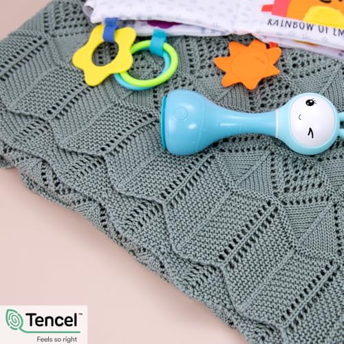 Hypoallergenic Baby Blanket - 30x40 Inches White, Oeko-TEX® Certified, Thermal-Regulating, Neutral Silky Soft Knit for Girls & Boys - Swaddle, Toddler, or Receiving Blanket