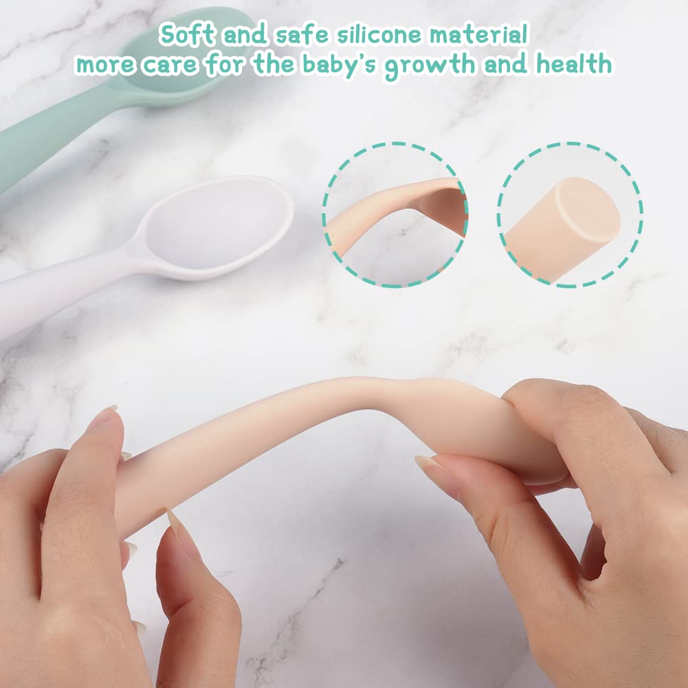 Vicloon Silicone Baby Feeding Spoons - 7 PCS First Stage for Infants, Ultra-Durable & Chewproof, Dishwasher Safe Baby Utensils