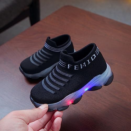 Toddler Light Up Sock Shoes Kids Boys Girls Mesh Flashing Breathable Sneakers Soft Sport Walking Running Shoes