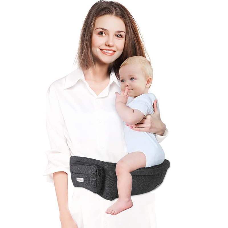 Baby Carrier, Ergonomic 6-in-1 Baby Carrier with Hip Seat for Newborn Infant Toddler, Adjustable Detachable Baby Holder Carrier for Dad Mom