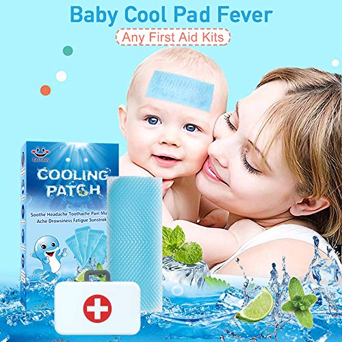 16 Sheets Baby Cool Pads for Kids Fever Discomfort & Pain Relief, Cooling Relief Fever Reducer, Soothe Headache Pain, Pack of 16