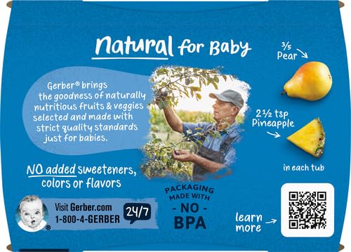 Gerber Second Foods Sitter Pear Pineapple Baby Food Plstc Cup In Sleeve, 8 Ounce