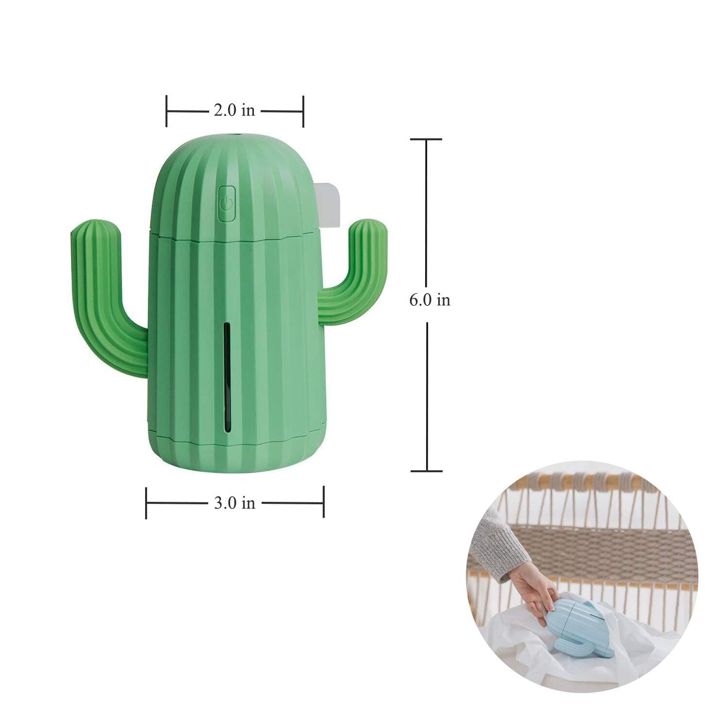 Mini Humidifier Single Room Humidifiers with Night Light Portable Cactus Air humidifier for for Yoga, Office, spa, Bedroom,Baby Room,Silica Gel Diffuser for tap Water only (Blue)