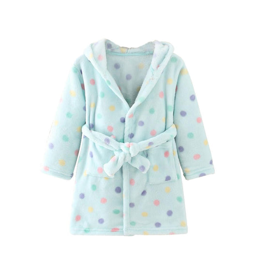 Toddlers Kids Hooded Robe Boys Girls Soft Flannel Bathrobes Pajamas Plush Robe