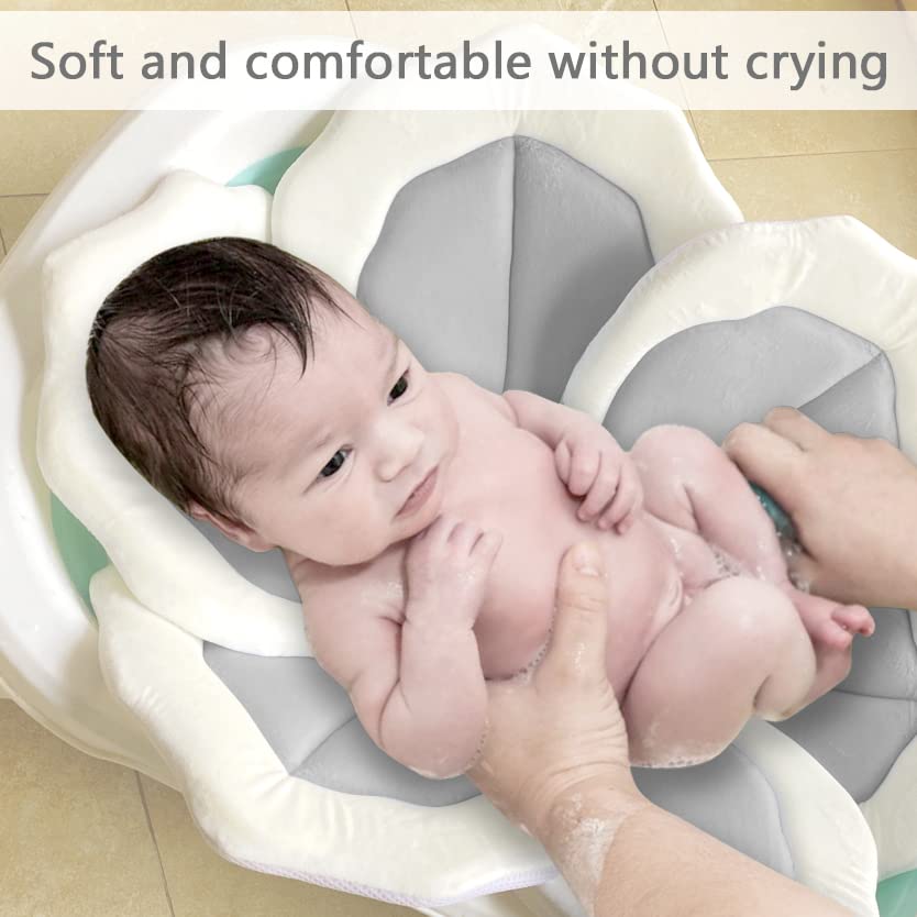 Baby Bath Pad for Infant Bathtub Sink - Flower Mat Tub Lounger - Petal Soft Supports Newborn Bathing Insert Seat - 31" (Pink)