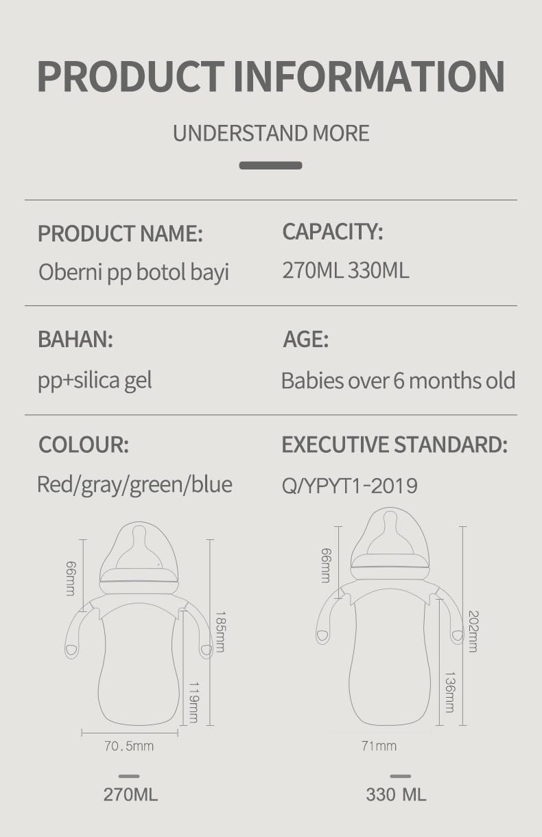 Baby Bottles, Weighted Straw Toddler Milk Bottles with Non-Slip Handle, Size + Variable Fast Flow, 12+ Months, BPA-Free, Blue/1Pack/9oz