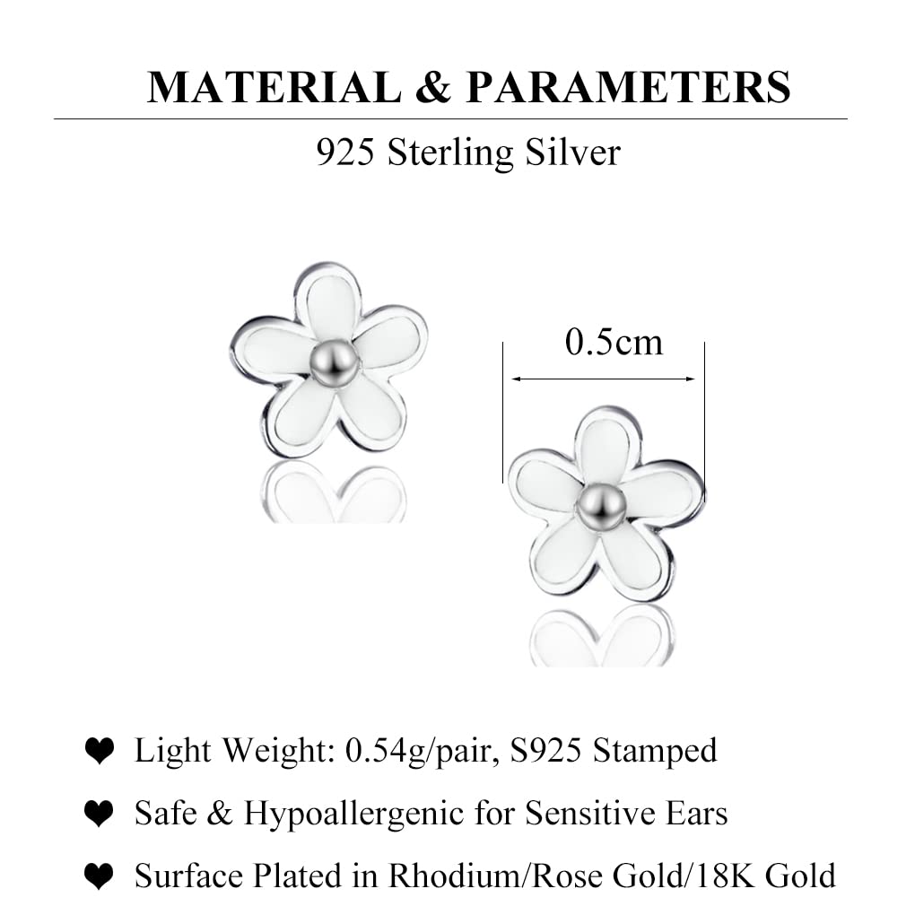 SLUYNZ Solid 925 Sterling Silver Little Daisy Earrings Studs for Women Teens Petite Flowers Studs Earrings