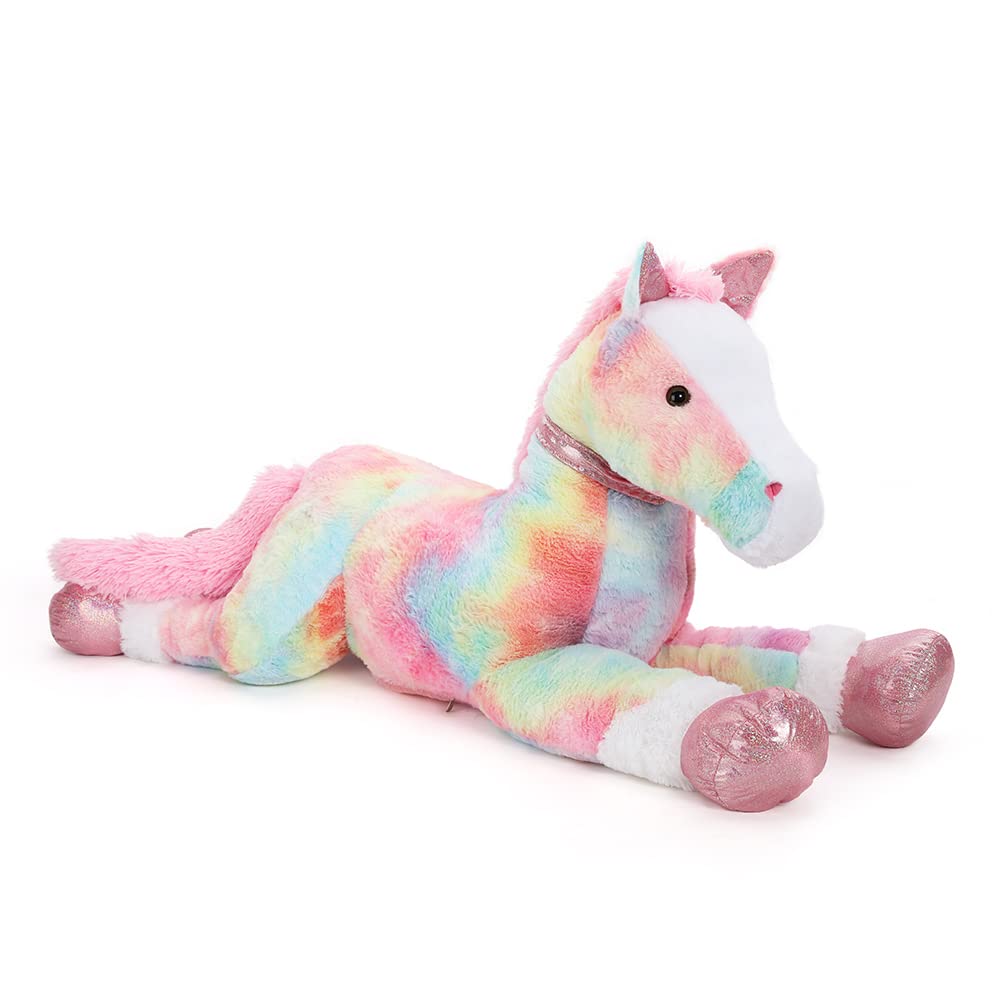 Tezituor 47 Inch Giant Horse Stuffed Animal, 4ft Realistic Chocolate Stuffed Horse Plush Toy, Hugging Soft Horse Pony Plush Pillow for Boys Girls,