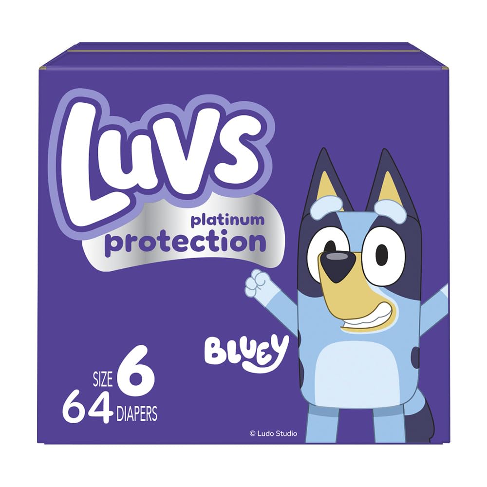 Luvs Size 1 Baby Diapers, Platinum Protection Bluey Diapers for Day & Night, Size 1, 294 Count (Packaging May Vary)