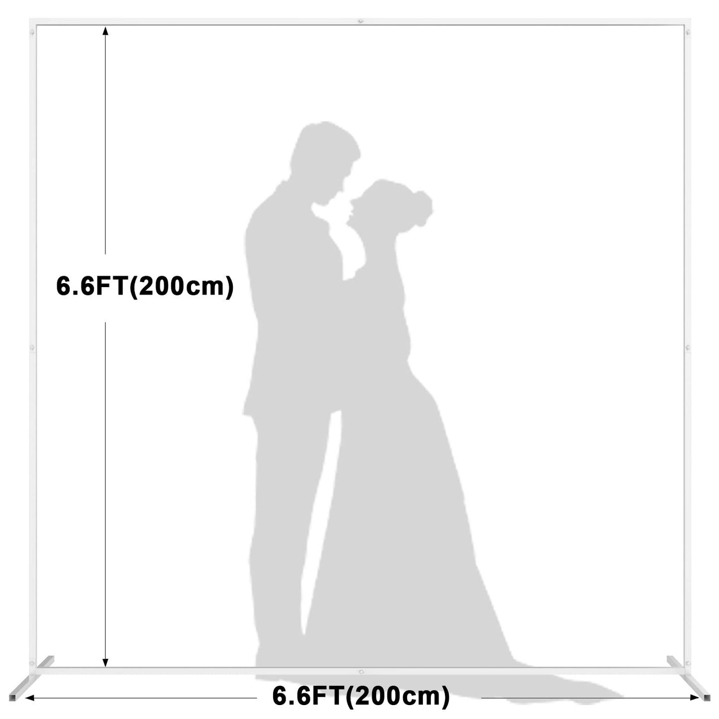 Wokceer Wedding Arch Backdrop Stand Square 6.6FTx6.6FT Gold Metal Balloon Arch Stand Garden Arbor Backdrop Frame for Wedding Birthday Party Baby Shower Photo Booth Background Decoration