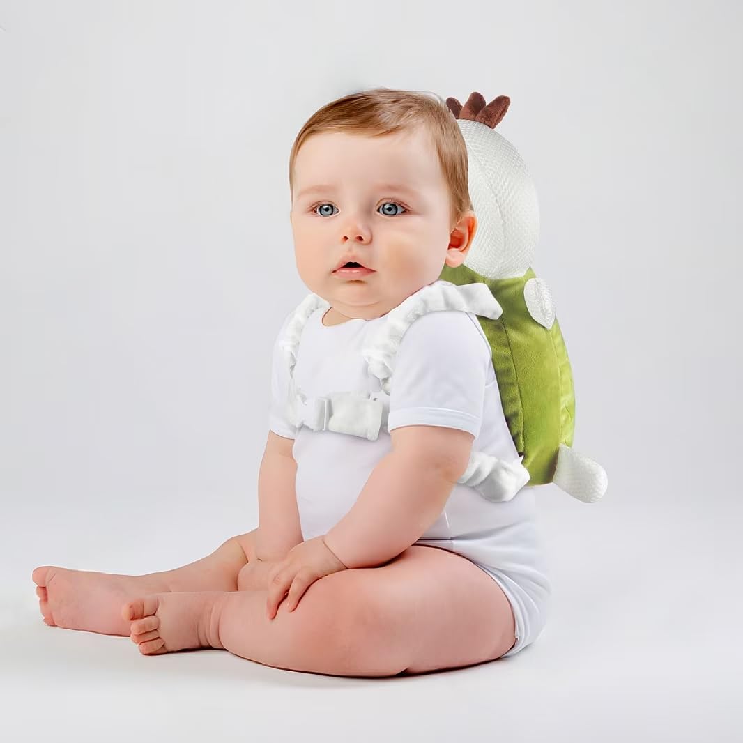 PandaEar Baby Head Protection Backpack Toddler Adjustable Walking Head Protector, Head Protection Backpack Wear Safety Pad for Falling Crawling and Walking (Green)