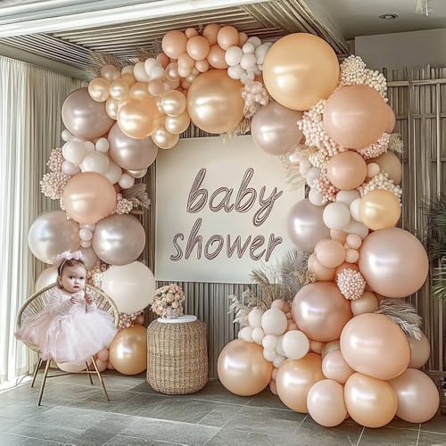 Dusty Blue Balloon Garland Double Stuffed Slate Pastel Blue White Sand Pearl Balloon Arch Kit for Baby Shower Birthday Bridal Shower Wedding Graduation Party Decorations