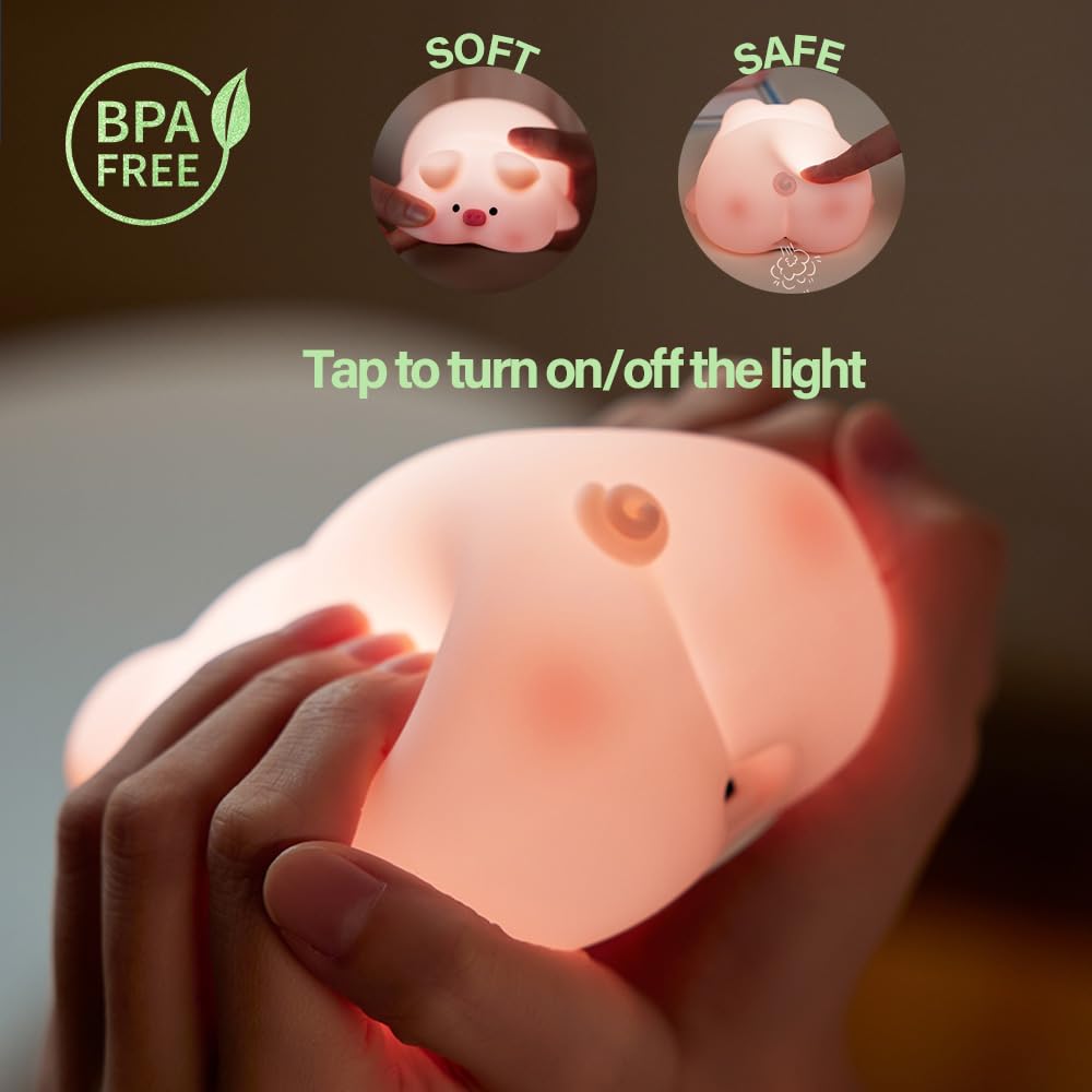 Led Cute Dog Night Light, Dimmable Nursery Puppy Kawaii Lamps, Super Squishy Silicone USB Rechargeable Touch Control Night Lamp for Kids Adults, Used for Camping Party Room Decor (Dog)