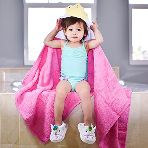Hooded Baby Towel for Kids 2-8 | Large 100% Cotton Baby Towel for Girls | Cute Flower Bath Towels for Babies and Toddlers with Pink Petals