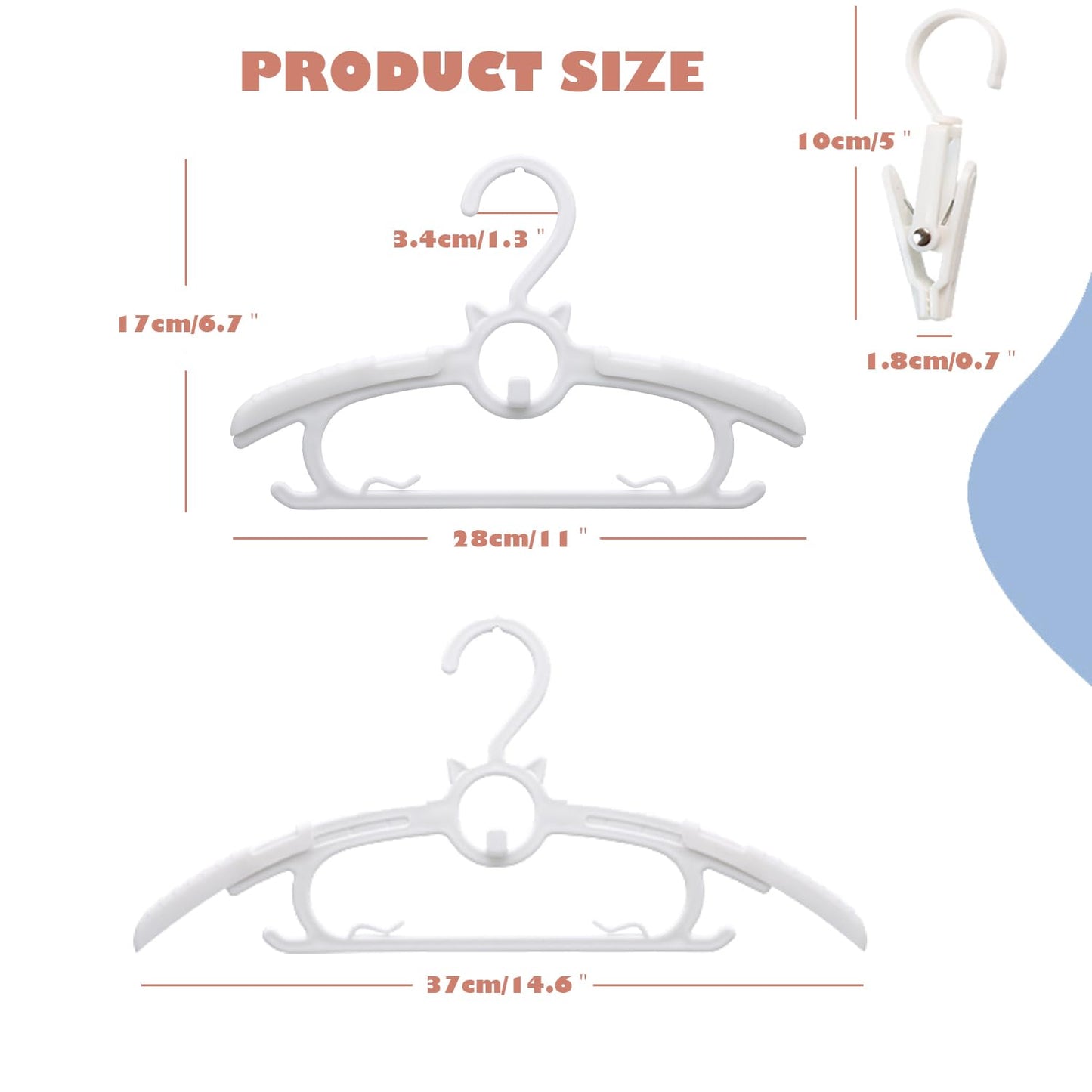 Baby Nursery Closet Hangers, Ultra Thin Non-Slip and Extendable Laundry Infant Pant Hanger for Newborn Clothes - 20pcs11-14" Pink Adjustable Children Coat Hanger for Girl Boy Toddler Kids Child