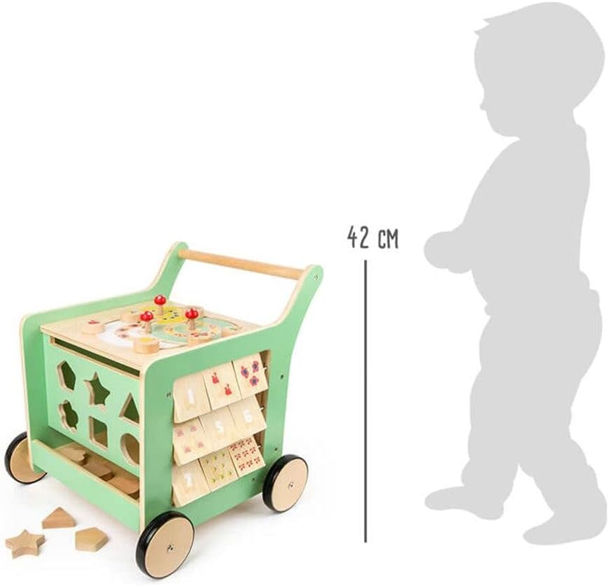 Wooden Toys Premium Pastel Wooden Baby Walker and playcenter Move it! Designed for Toddlers 12+ Months, Multi (10947)