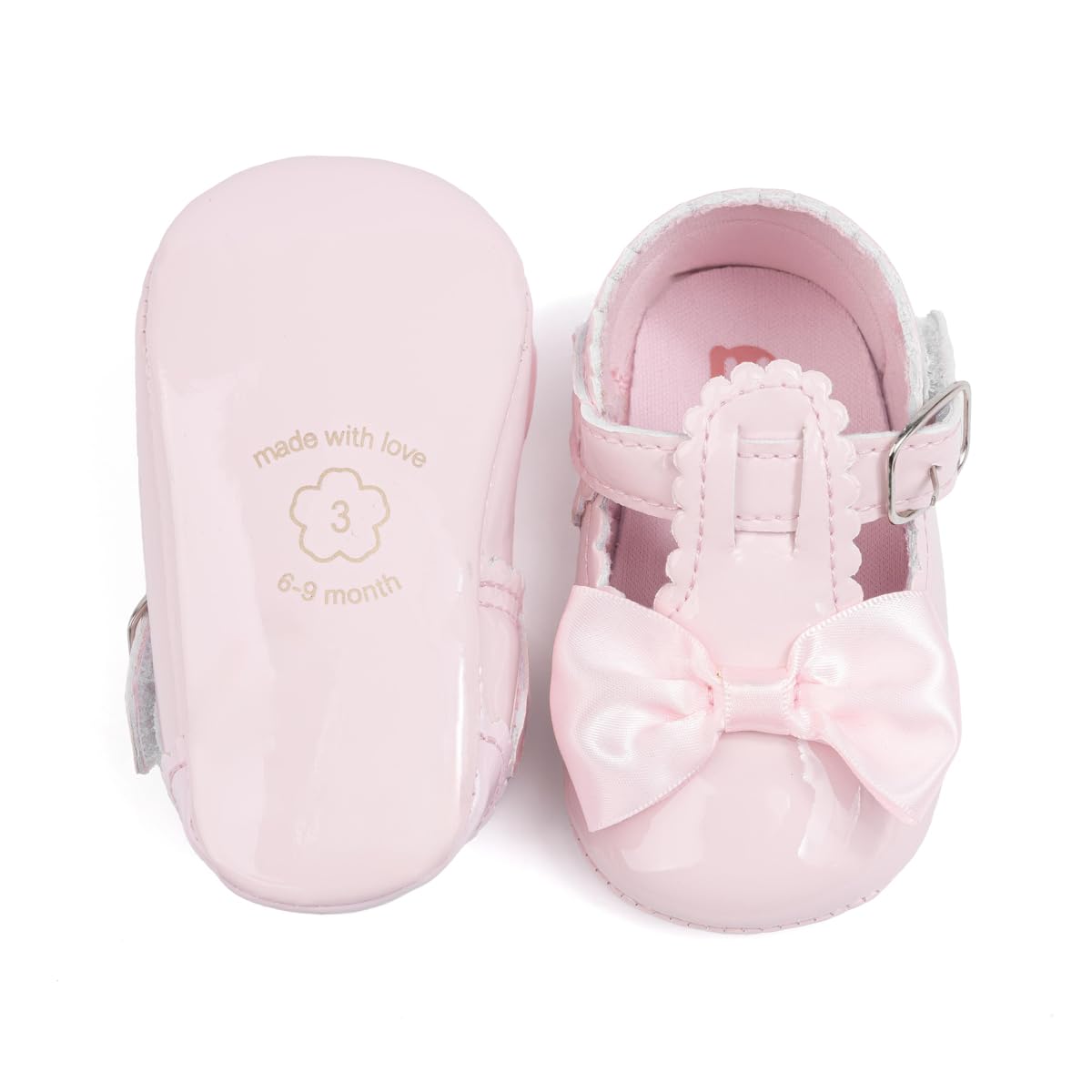 Meckior Newborn Baby Girls Dress Shoes Infant Bowknot Soft Sole Mary Jane Moccasins Baptism Christening Crib Shoes Wedding Princess Flats