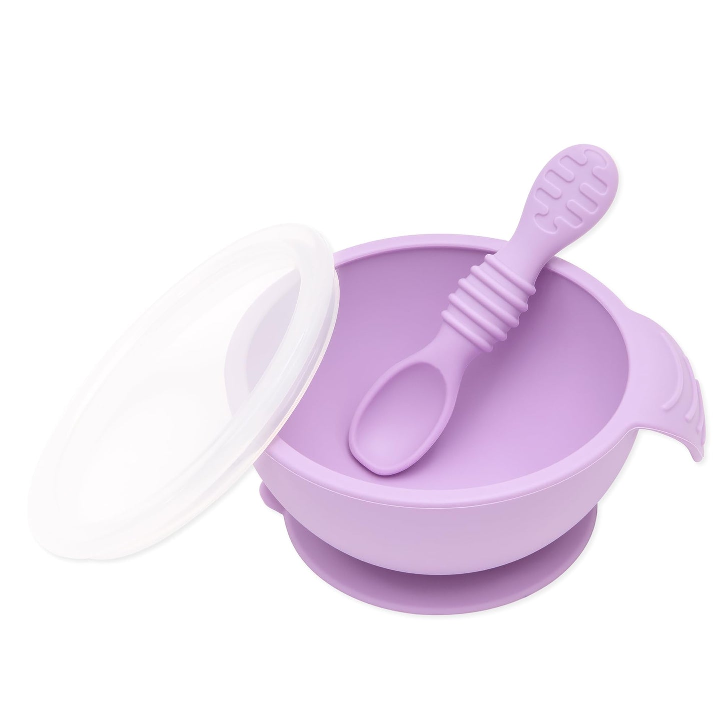 Bumkins Baby Bowls, Disney Minnie Mouse Silicone Baby Feeding Set, Suction Bowls for Baby and Toddler with Spoon, First Feeding Set, Platinum Silicone Bowl for Babies 4 Months