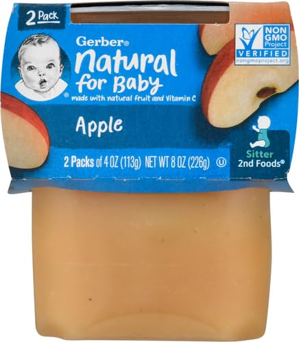 Gerber Baby Food Apple, 4 Oz, 2 Ct Tubs
