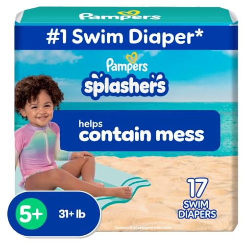 Pampers Swim Diapers - Splashers - Size 2-3, 20 Count, Gap-Free Disposable Baby Swimming Pants