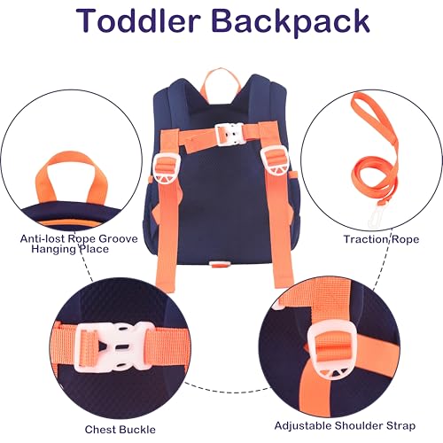 Toddler Backpacks for Boys Girls 2-4 Cute 3D Kids Duck Schoolbag with Baby Leash for Small Preschool Kindergarten Bookbag Cartoon Mini Travel Bags 10inch (Yellow)