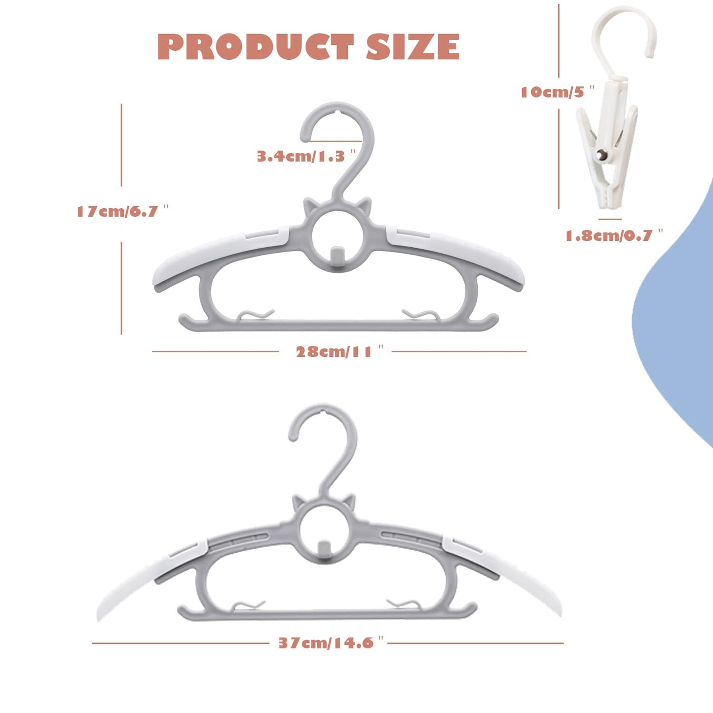 Baby Nursery Closet Hangers, Ultra Thin Non-Slip and Extendable Laundry Infant Pant Hanger for Newborn Clothes - 20pcs11-14" Pink Adjustable Children Coat Hanger for Girl Boy Toddler Kids Child