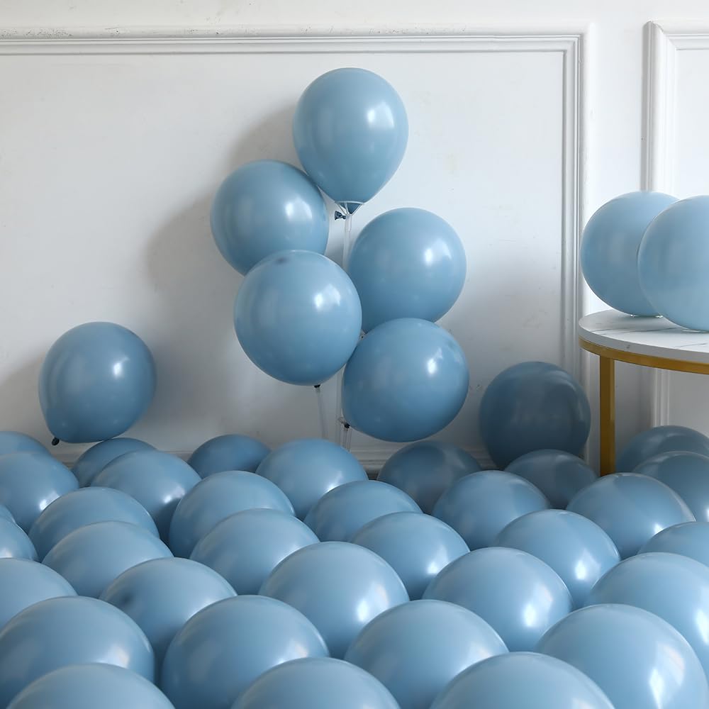 Dusty Blue Balloon Arch Garland Kit, 141 Pcs Sand White Baby Blue White Balloons for Baby Shower Decorations, Gender Reveal, Birthday, Wedding Decoration