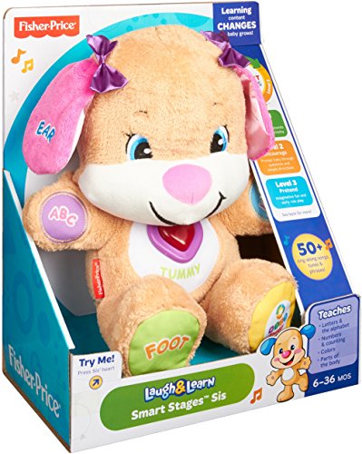 Fisher-Price Baby & Toddler Toy Laugh & Learn Smart Stages Puppy Musical Plush with Lights & Phrases for Infants Ages 6+ Months
