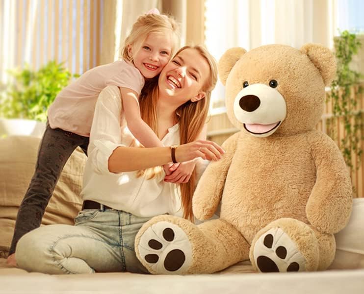 MorisMos Smile Giant Teddy Bear, 51inch Large Stuffed Bears with Big Footprints, Big Stuffed Animals Cuddly Plush Gifts for Girlfriends, Boyfriend, Dark Brown