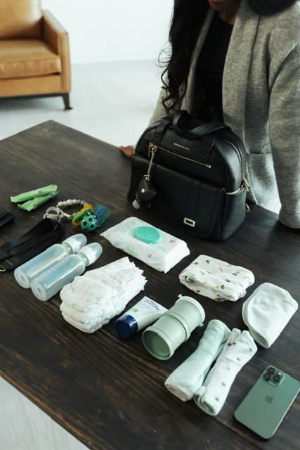 New and Upgraded Diaper Bag Backpack, Leather Baby Bag Tote Diaper Backpack with Changing Pad, Hand Sanitizer Holder Stroller Hooks, Lightweight Stylish Mommy Bag Daisy Collection