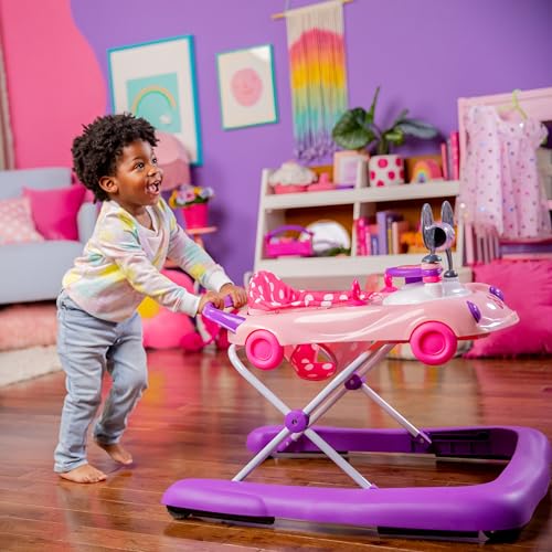 Bright Starts JuneBerry Walk-A-Bout Baby Walker and Entertainer, Removeable Floor Toy, with Easy Fold Frame for Storage, Ages 6 Months +