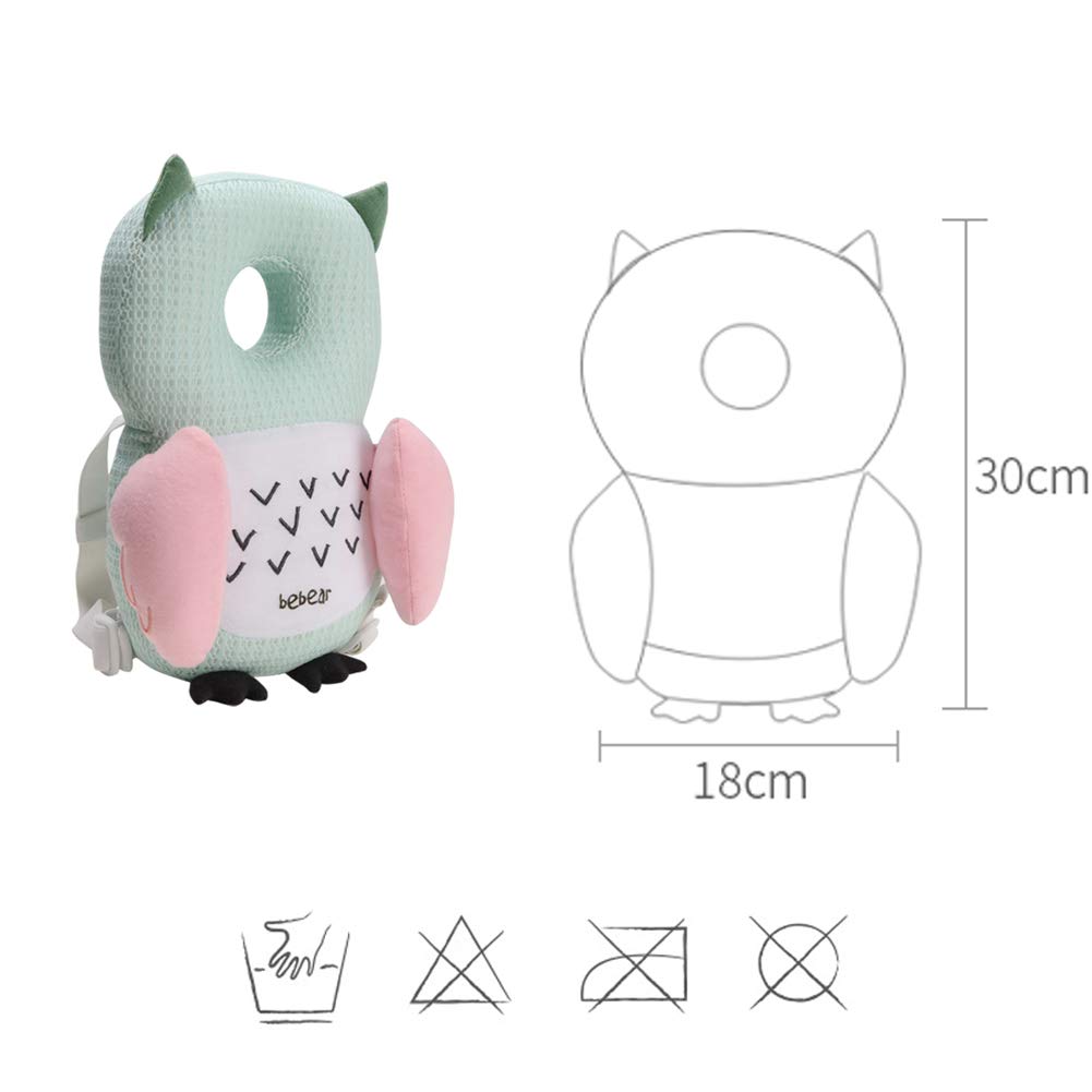 Bebamour Baby Walkers Head Protector Toddler Adjustable Baby Safety Pad Backpack Wear for Crawling with Safety Leash (New White, Cow)