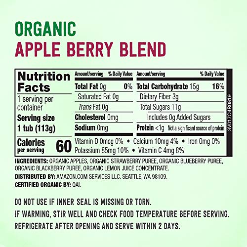 Amazon Brand - Mama Bear Organic Baby Food, Fruit Variety Pack, Apples, Apple Berry Blend, Bananas, Pears, vegetarian, 4 ounce (Pack of 12)