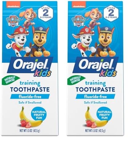 Orajel Kids Paw Patrol Fluoride-Free Training Toothpaste, Natural Fruity Fun Flavor, #1 Pediatrician Recommended , 1.5oz Tube