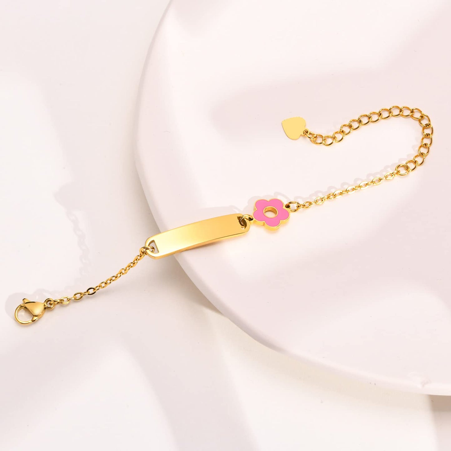 Personalized Baby Bar Bracelet : 18K Gold Plated Custom Name ID Plate Bracelet for Children Toddler from Mom, Engraved Kid Name for Daughter Son, New Born Birthday Gift,Adjustable,Nickel free