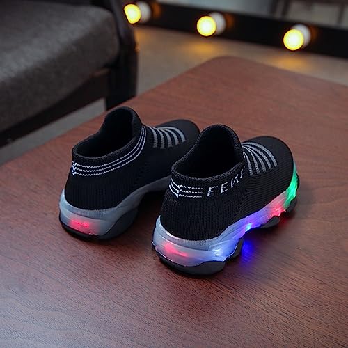 Toddler Light Up Sock Shoes Kids Boys Girls Mesh Flashing Breathable Sneakers Soft Sport Walking Running Shoes