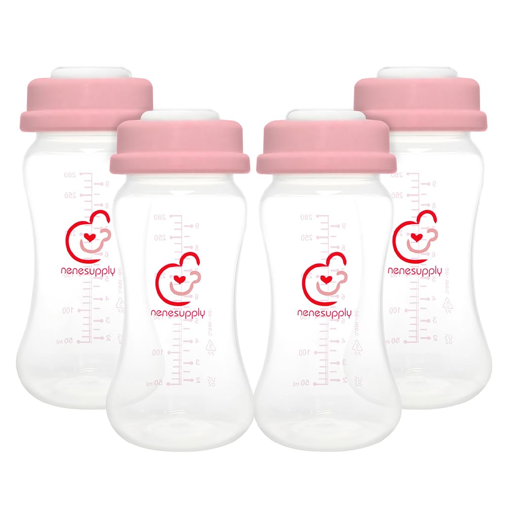 Nenesupply Natural Baby Bottles Newborn Feeding Bottles Slow Flow Breastfeeding Bottle for Breastfed Babies Wide Neck 9oz Anti Colic Level 2 Nipple for 1+ Month Infant Replace Spectra Bottle Pumping