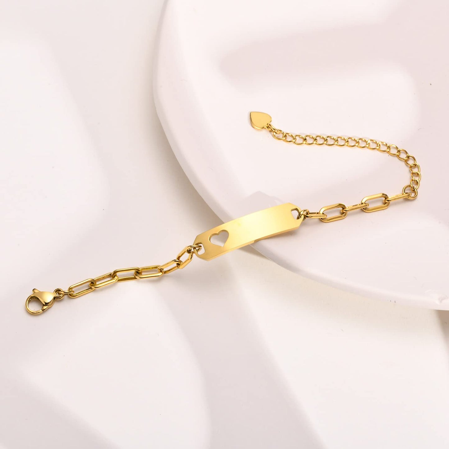 Personalized Baby Bar Bracelet : 18K Gold Plated Custom Name ID Plate Bracelet for Children Toddler from Mom, Engraved Kid Name for Daughter Son, New Born Birthday Gift,Adjustable,Nickel free