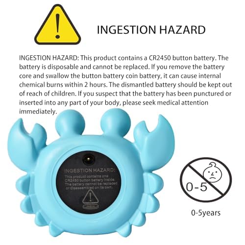 Baby Bath Thermometer with LED Display, Floating Crab Toy – 2-in-1 Water Safety Sensor for Infants, Color-Coded Alerts (Hot/Cold), Bath Tub Temperature Monitor, Cute Floating Bath Toy, Nursery