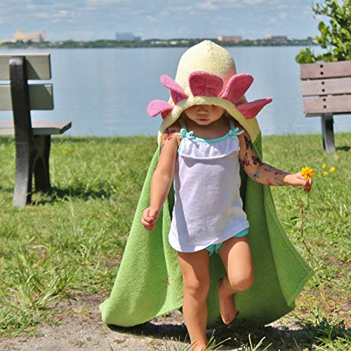 Hooded Baby Towel for Kids 2-8 | Large 100% Cotton Baby Towel for Girls | Cute Flower Bath Towels for Babies and Toddlers with Pink Petals