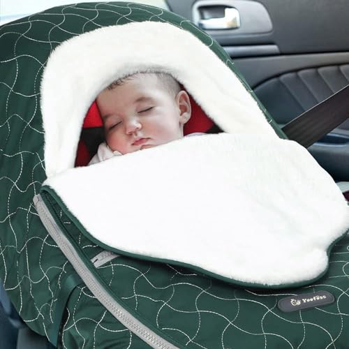 Yoofoss Baby Car Seat Cover Winter Carseat Canopies Cover to Protect Baby from Cold Wind, Super Warm Plush Fleece Baby Carrier Cover for Infant Boys Girls (Pink)