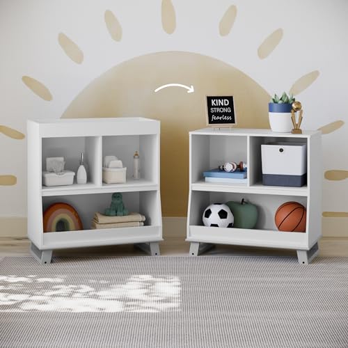 Storkcraft Modern Nursery Changing Table Dresser (White with White) – GREENGUARD Gold Certified, Dresser for Nursery, Changing Table With Drawers