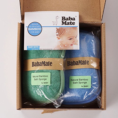 Baby Bath Sponge - Ultra Soft Baby Sponge for Bathing - Kids Bath Sponges for Infants, Toddler Bath Time, 2 Count (1 Pack) - Green Blue