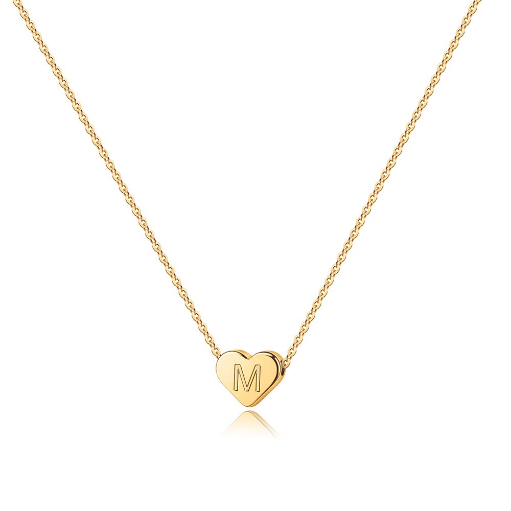 Turandoss Mothers Day Gifts for Mom Wife Women Girls - 14K Gold Plated Heart Pendant Letter Alphabet Necklace Tiny Initial Necklaces Heart Initial Necklace Gifts for Women Teens