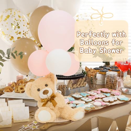 MorisMos 6Pcs Teddy Bears Bulk Baby Shower, 14inch Cute Teddy Bear Stuffed Animals Plush, Small Stuffed Bears on Centerpiece Baby Shower, White