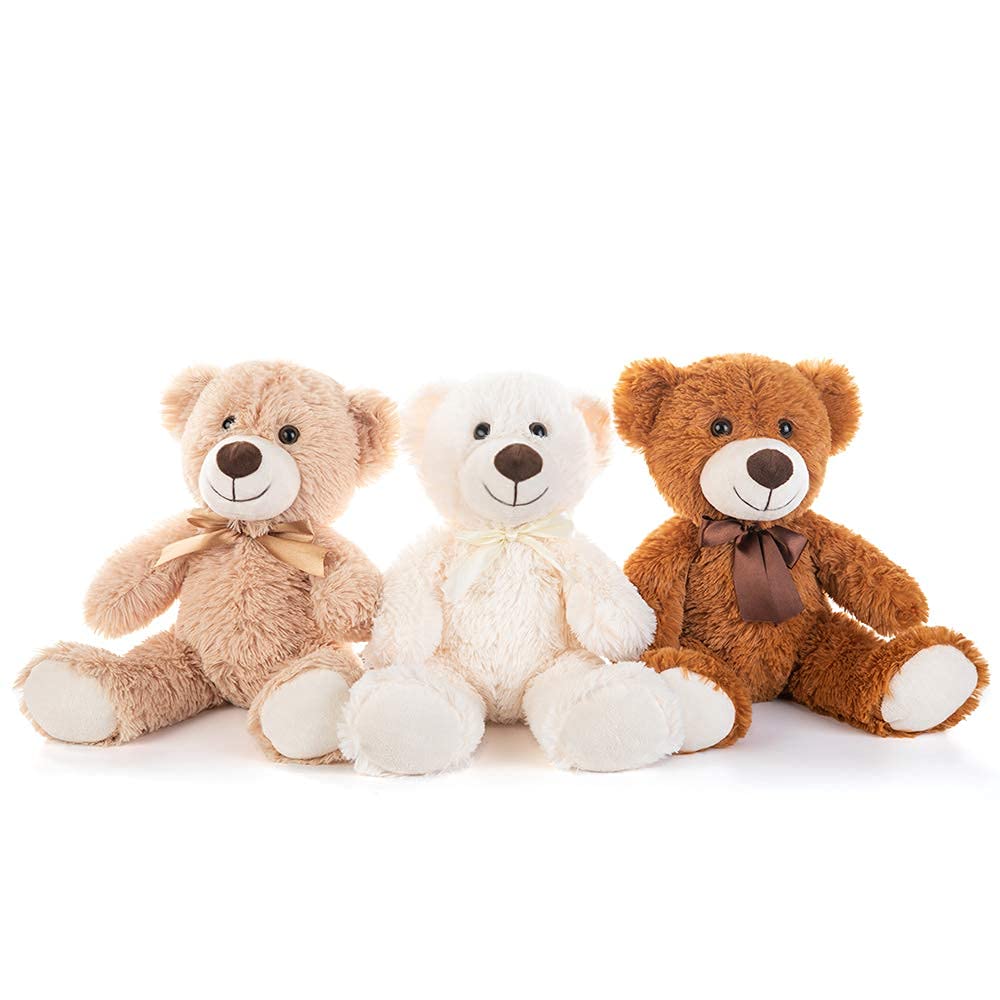 MorisMos 6Pcs Teddy Bears Bulk Baby Shower, 14inch Cute Teddy Bear Stuffed Animals Plush, Small Stuffed Bears on Centerpiece Baby Shower, White