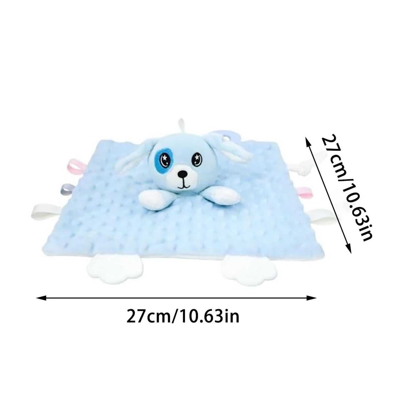 2025 6-in-1 Sensory Baby Security Blanket - Crinkle, Rattle & Teether, Machine-Washable Plush Lovey for Nursery/Stroller, Soft Cuddly Blanket Sleeping Animal for Babies and Toddlers (Grey)