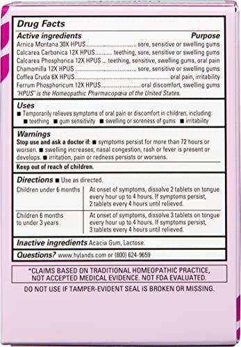 Hyland's Baby Daytime Soothing Tablets with Chamomilla, Natural Relief of Oral Discomfort, Irritability, and Swelling, (Pack of 1, 125 Count Total)