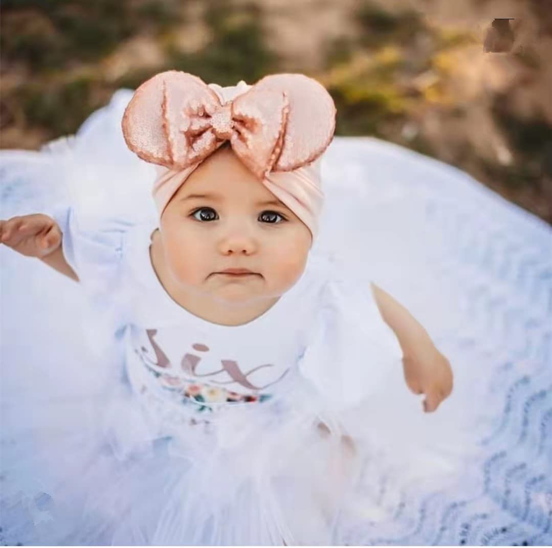 JIAHANG Baby Leopard Bows Turban Knotted Head Wraps, Hair Bows Headbands Stretchy Hair bands for Infant Toddlers Girls (pink leopard)