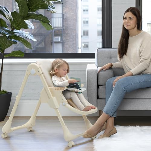 Delta Children Little Folks 2-in-1 SlimFold High Chair for Babies and Toddlers, Sage Green